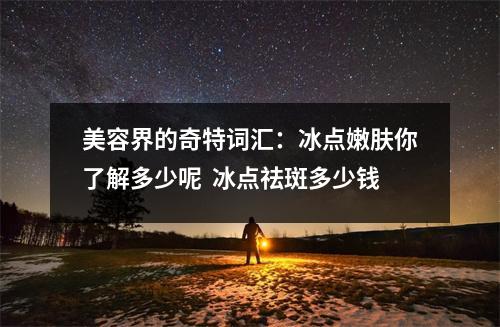 美容界的奇特词汇：冰点嫩肤你了解多少呢  冰点祛斑多少钱