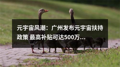 元宇宙风潮：广州发布元宇宙扶持政策 最高补贴可达500万 元宇宙•发现新世界