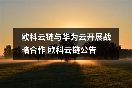 欧科云链与华为云开展战略合作 欧科云链公告 欧科云链与华为云开展战略合作 欧科云链公告