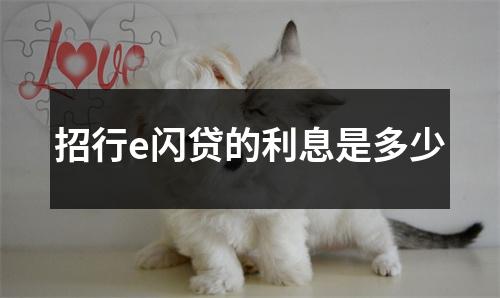 招行e闪贷的利息是多少