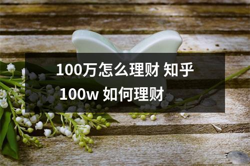100万怎么理财 知乎 100w 如何理财