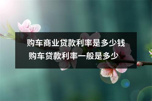 购车商业贷款利率是多少钱 购车贷款利率一般是多少