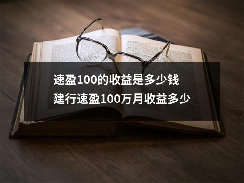 速盈100的收益是多少钱 建行速盈100万月收益多少