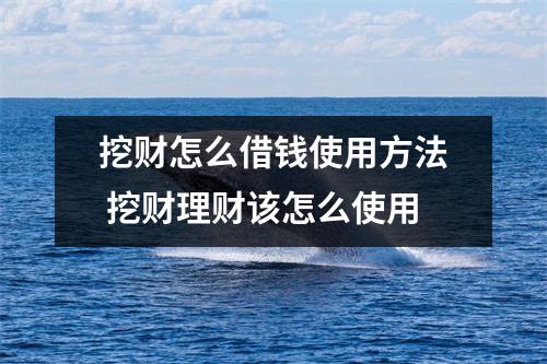 挖财怎么借钱使用方法 挖财理财该怎么使用