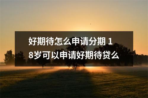 好期待怎么申请分期 18岁可以申请好期待贷么