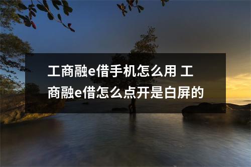 工商融e借手机怎么用 工商融e借怎么点开是白屏的