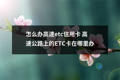 怎么办高速etc信用卡 高速公路上的ETC卡在哪里办
