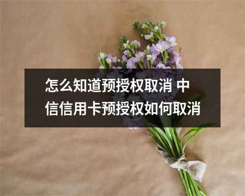 怎么知道预授权取消 中信信用卡预授权如何取消
