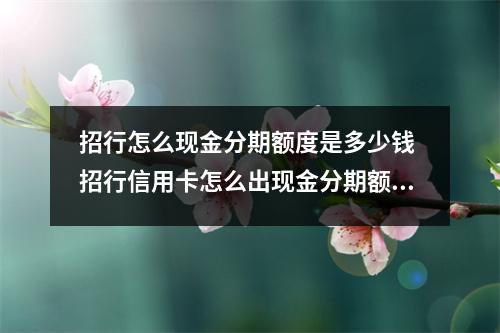 招行怎么现金分期额度是多少钱 招行信用卡怎么出现金分期额度