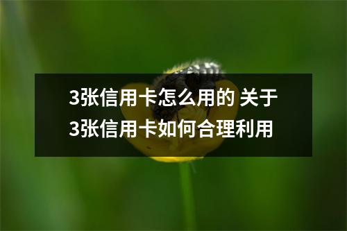 3张信用卡怎么用的 关于3张信用卡如何合理利用