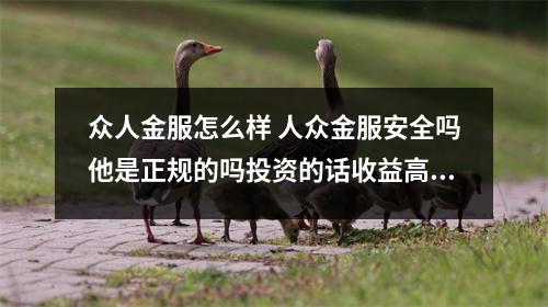 众人金服怎么样 人众金服安全吗他是正规的吗投资的话收益高吗大家给我说下