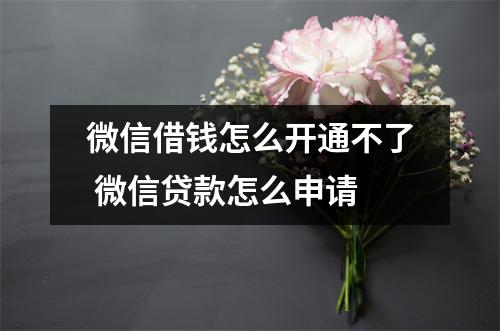 微信借钱怎么开通不了 微信贷款怎么申请