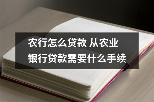 农行怎么贷款 从农业银行贷款需要什么手续