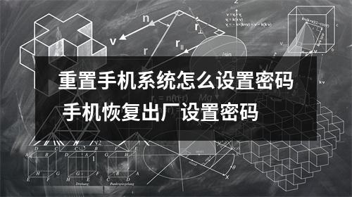 重置手机系统怎么设置密码 手机恢复出厂设置密码