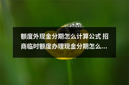 额度外现金分期怎么计算公式 招商临时额度办理现金分期怎么计算