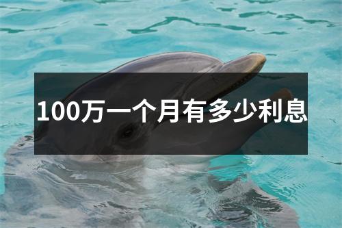 100万一个月有多少利息
