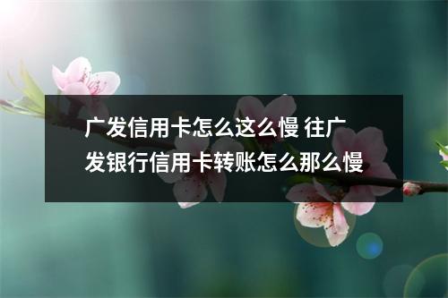 广发信用卡怎么这么慢 往广发银行信用卡转账怎么那么慢