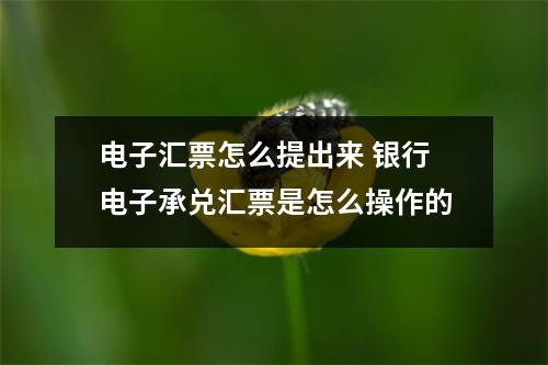 电子汇票怎么提出来 银行电子承兑汇票是怎么操作的