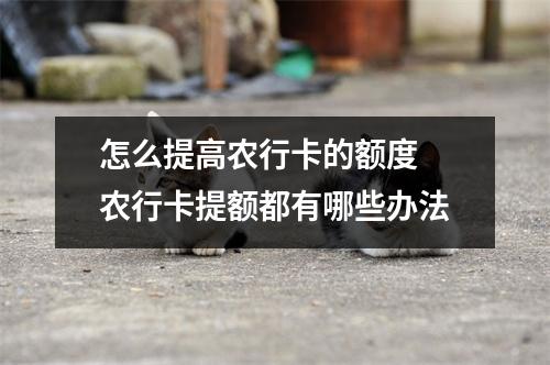 怎么提高农行卡的额度 农行卡提额都有哪些办法
