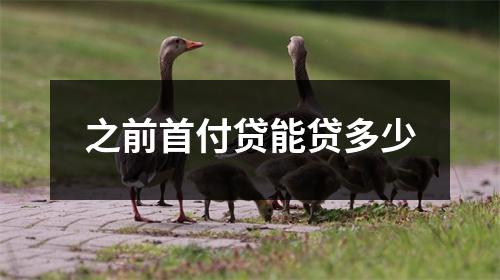 之前首付贷能贷多少