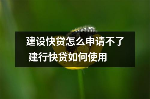 建设快贷怎么申请不了 建行快贷如何使用