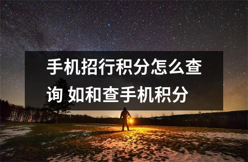 手机招行积分怎么查询 如和查手机积分