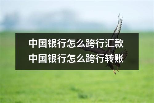 中国银行怎么跨行汇款 中国银行怎么跨行转账