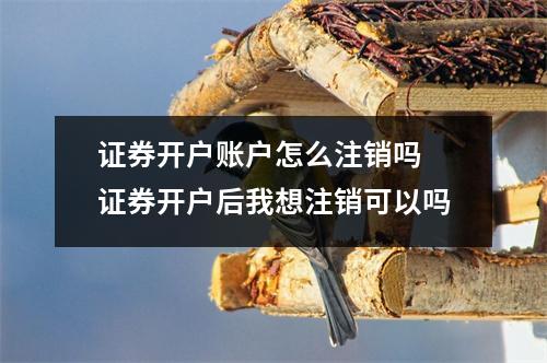 证券开户账户怎么注销吗 证券开户后我想注销可以吗