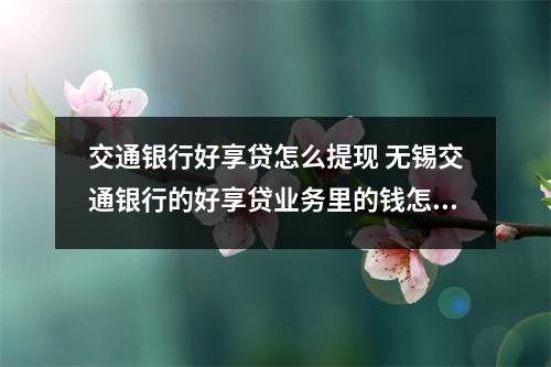 交通银行好享贷怎么提现 无锡交通银行的好享贷业务里的钱怎样套现呀