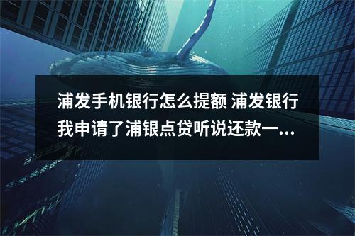 浦发手机银行怎么提额 浦发银行我申请了浦银点贷听说还款一个月后可以再申请提额请问