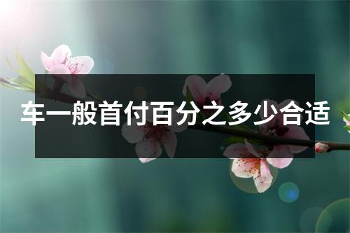 车一般首付百分之多少合适