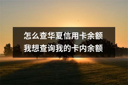 怎么查华夏信用卡余额 我想查询我的卡内余额