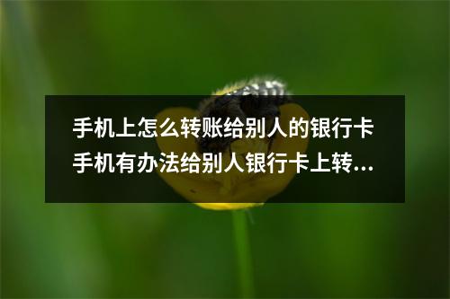 手机上怎么转账给别人的银行卡 手机有办法给别人银行卡上转账吗好心人能解答下不谢了