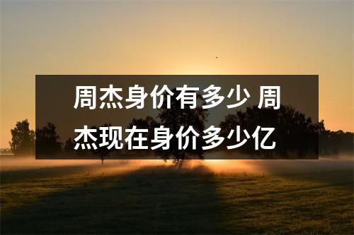 周杰身价有多少 周杰现在身价多少亿