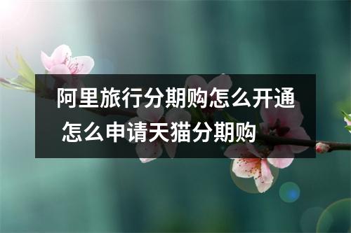 阿里旅行分期购怎么开通 怎么申请天猫分期购