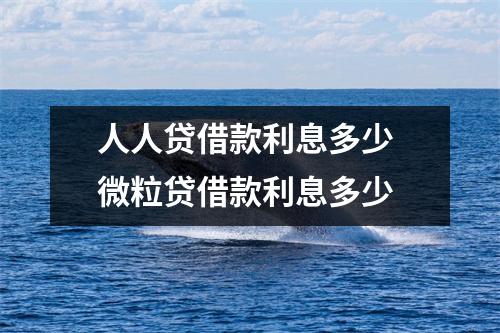 人人贷借款利息多少 微粒贷借款利息多少