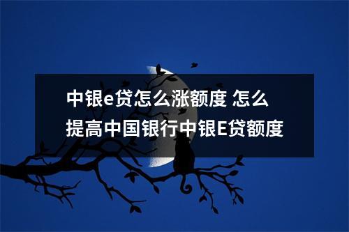 中银e贷怎么涨额度 怎么提高中国银行中银E贷额度