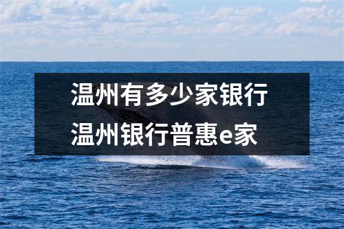 温州有多少家银行 温州银行普惠e家
