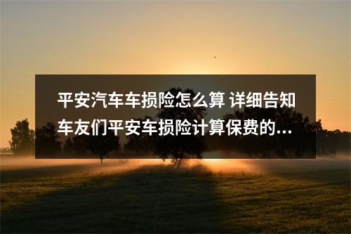 平安汽车车损险怎么算 详细告知车友们平安车损险计算保费的方式是怎样的