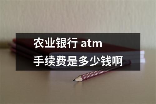 农业银行 atm 手续费是多少钱啊