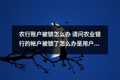 农行账户被锁怎么办 请问农业银行的帐户被锁了怎么办是用户口本开