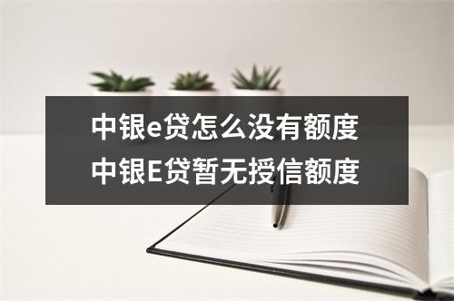 中银e贷怎么没有额度 中银E贷暂无授信额度
