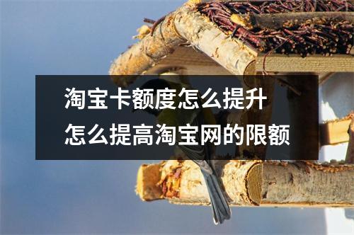 淘宝卡额度怎么提升 怎么提高淘宝网的限额