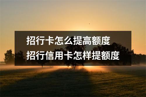 招行卡怎么提高额度 招行信用卡怎样提额度
