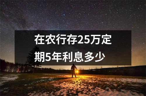 在农行存25万定期5年利息多少
