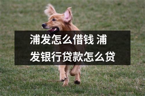 浦发怎么借钱 浦发银行贷款怎么贷