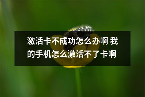 激活卡不成功怎么办啊 我的手机怎么激活不了卡啊
