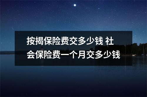 按揭保险费交多少钱 社会保险费一个月交多少钱