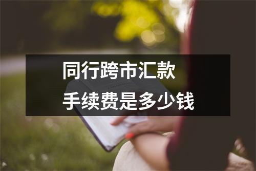 同行跨市汇款 手续费是多少钱