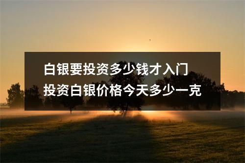 白银要投资多少钱才入门 投资白银价格今天多少一克